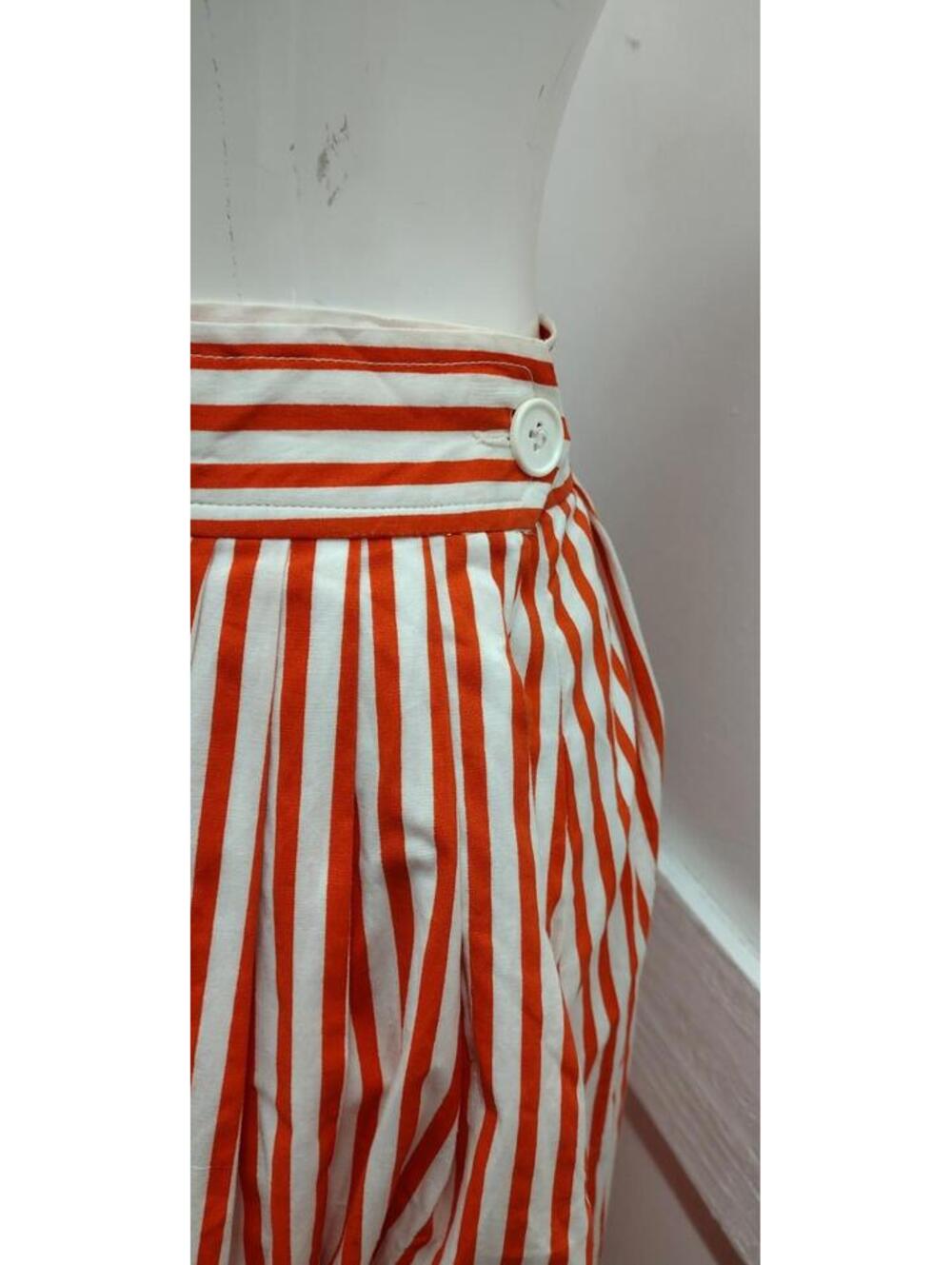 Vintage 80s does 1910s Edwardian Era Red Stripes Skirt S Cotton Hasting & Smith - Picture 13 of 17